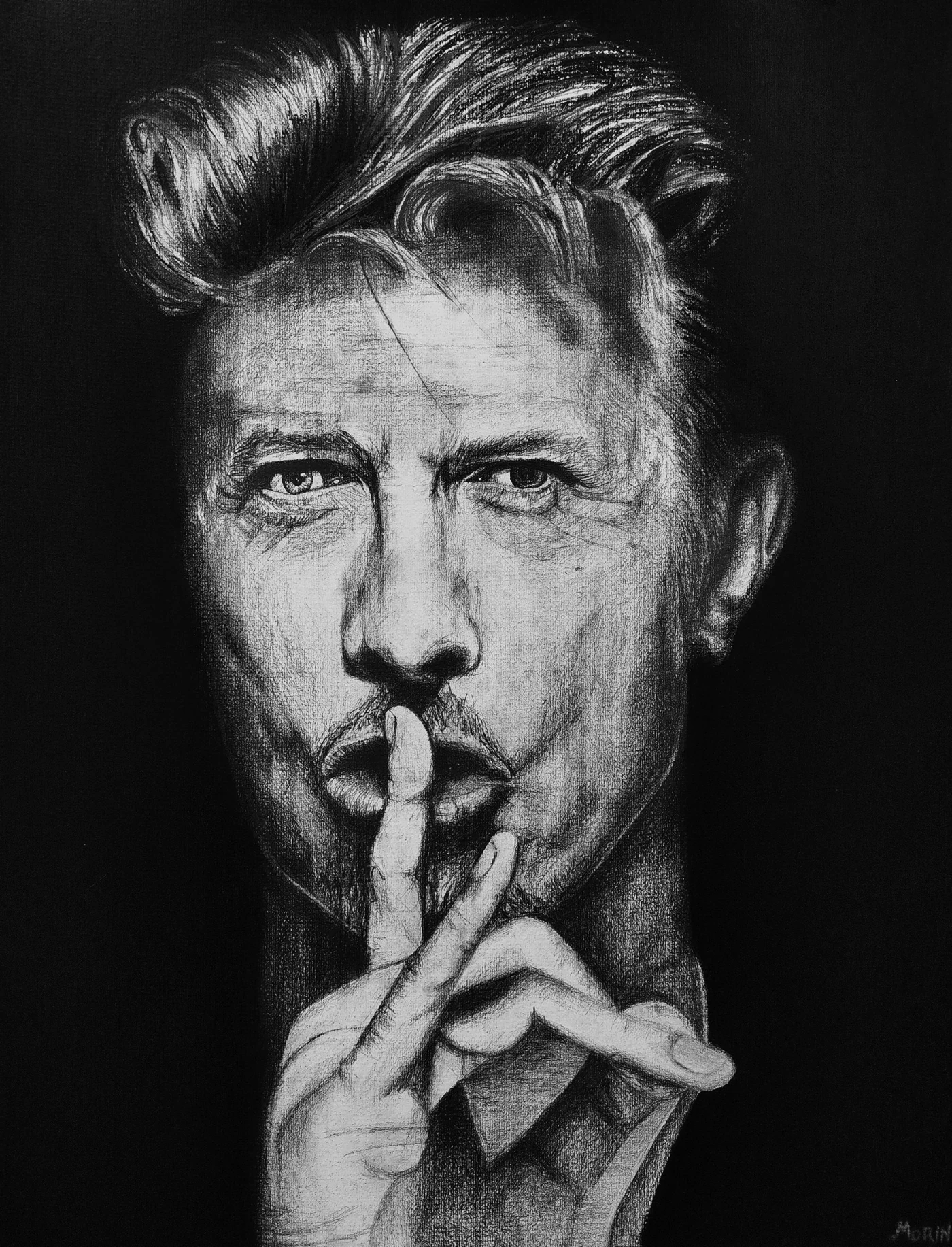 David Bowie N°02, portrait au fusain par Jeremy MORIN