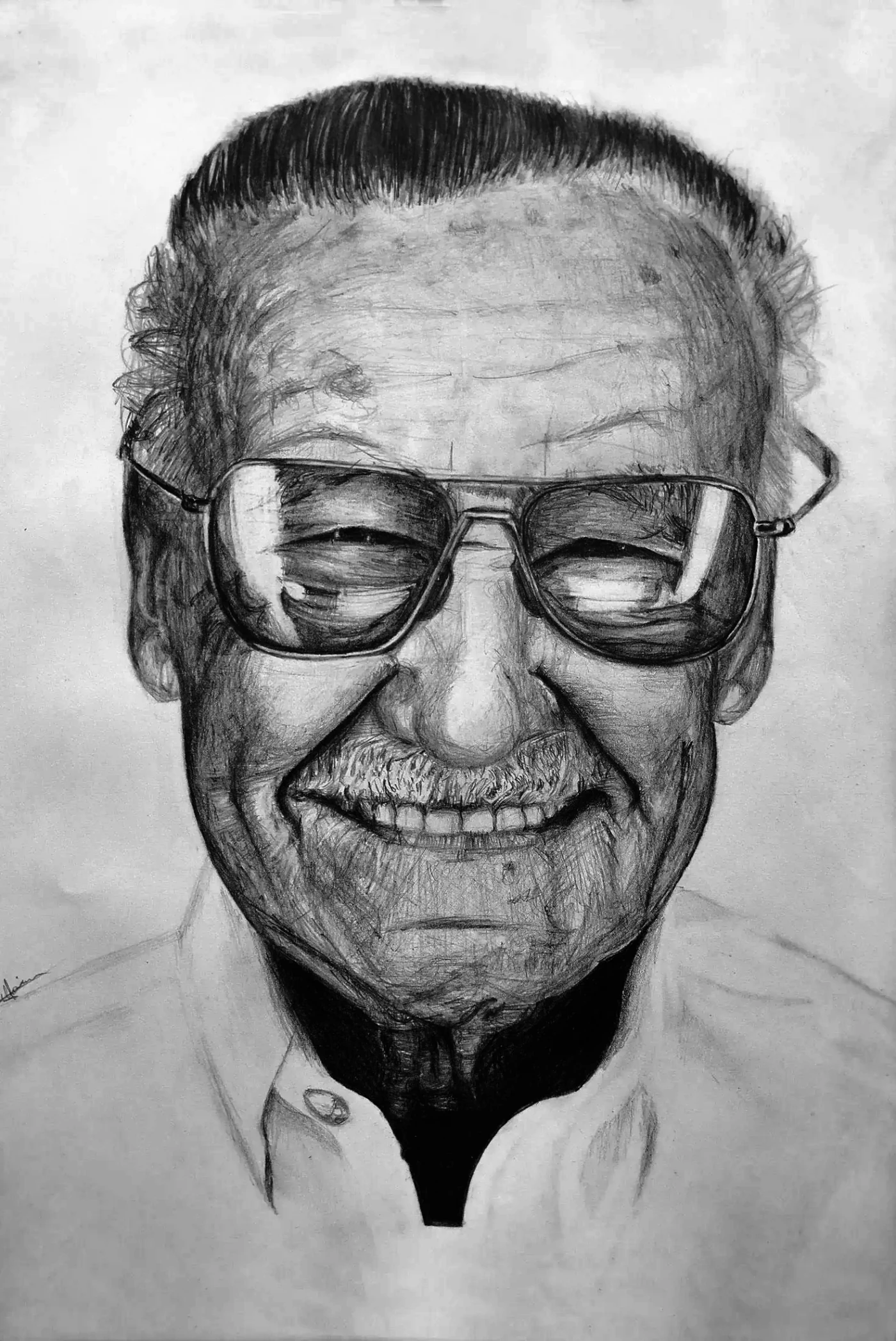 Stan Lee N°02, portrait graphite par Jeremy MORIN