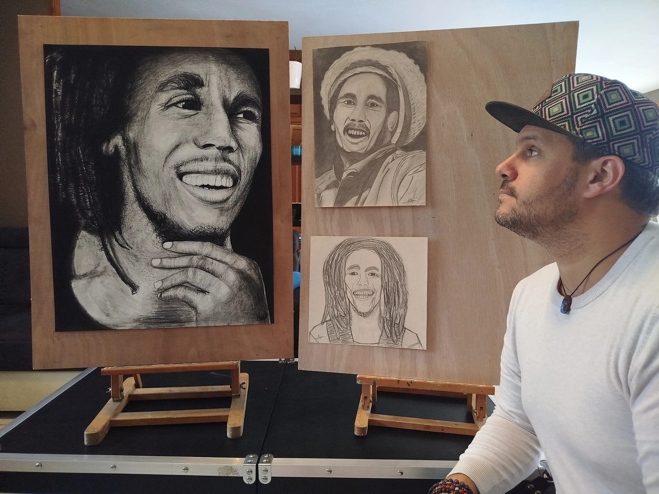 Évolution d’un portrait de Bob Marley, du dessin réaliste à l’interprétation de Jérémy Morin